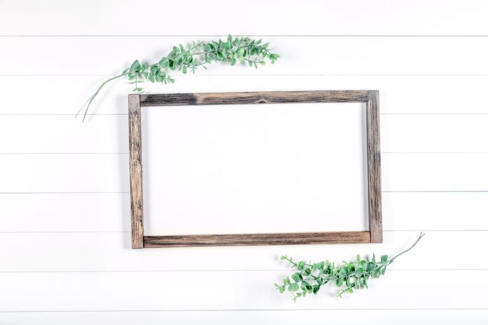 empty wood frame ready for a funny farmhouse sign