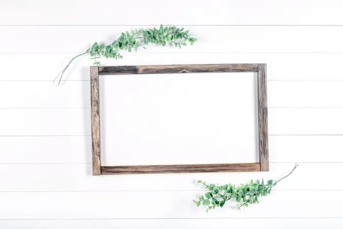 empty wood frame ready for a funny farmhouse sign