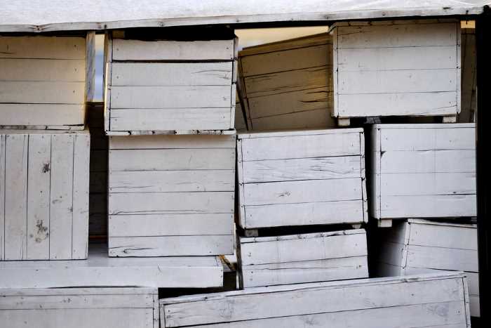 painted wooden crates