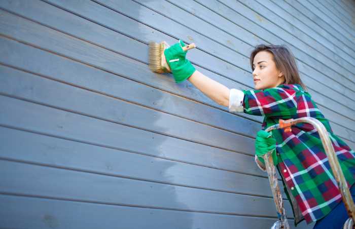using gray chalk paint to paint exterior of home
