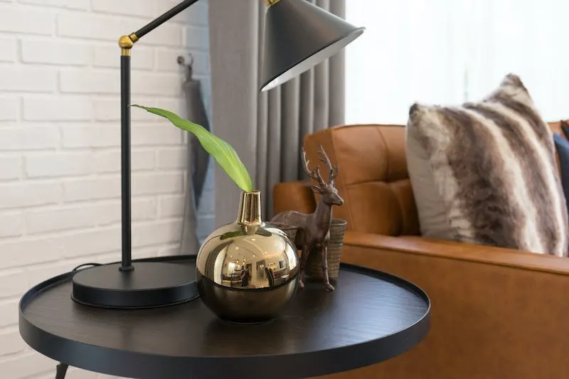 Black painted end table.