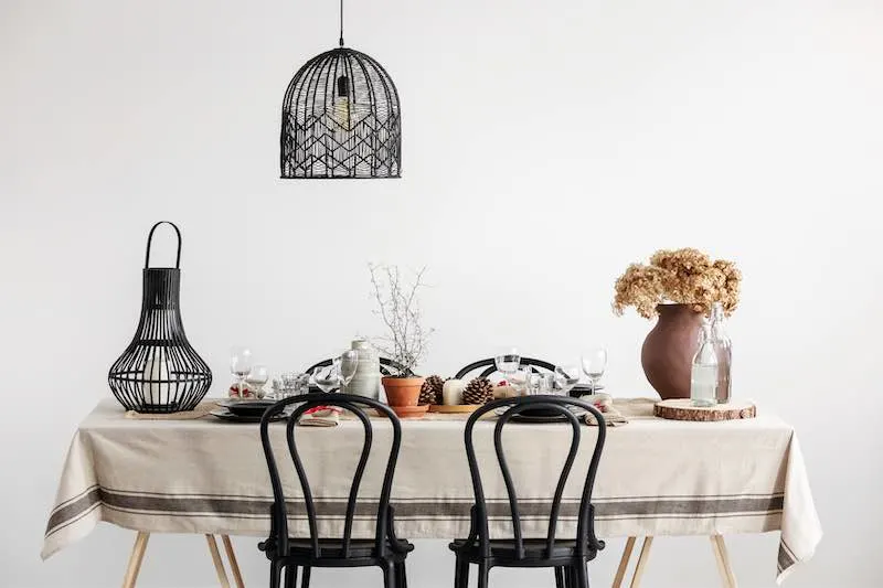 Black painted dining charis.