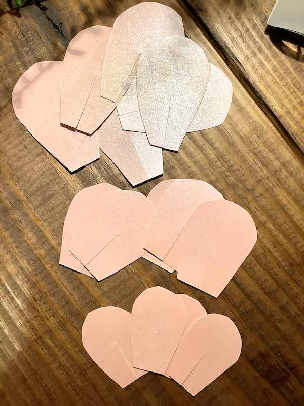 Glitter pink cardstock flower petals. 