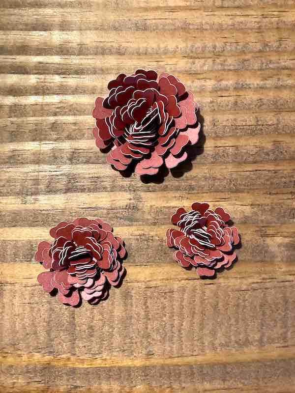 Finished Cricut Paper Flowers, rolled version. 
