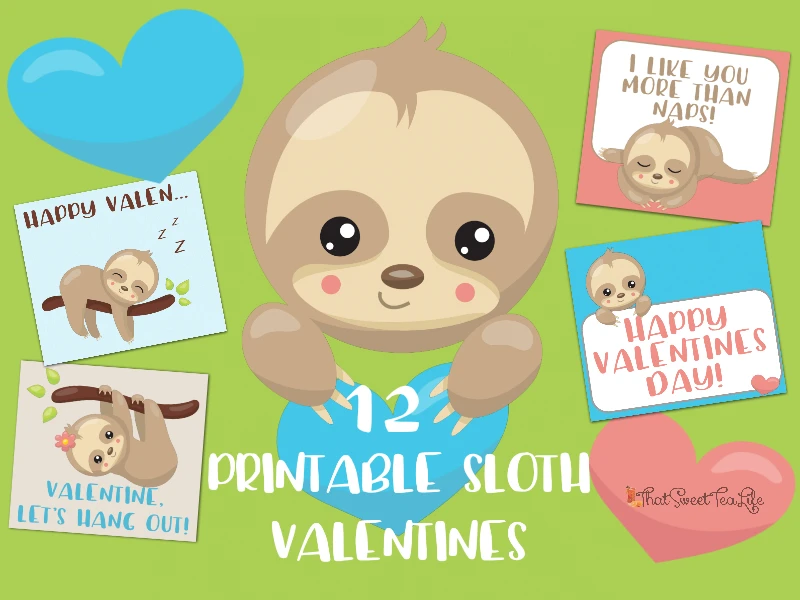 Adorable sloth valentines ready to download.