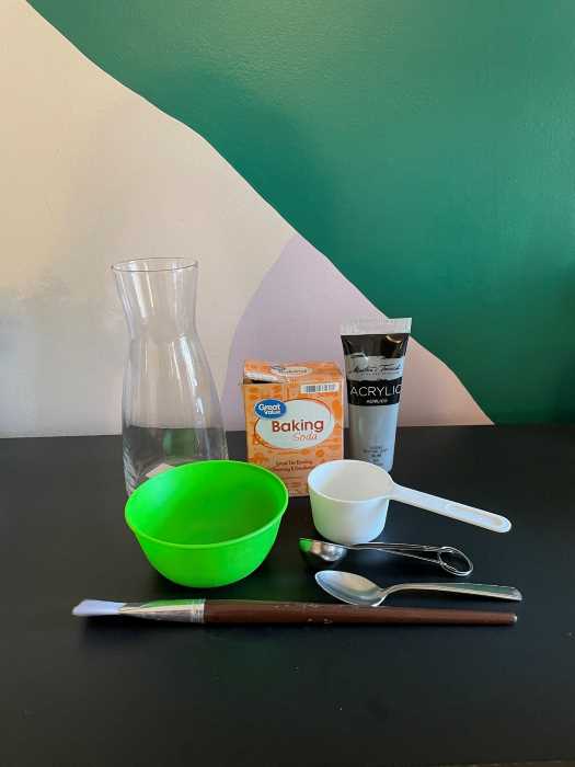 supplies for painting a glass vase 