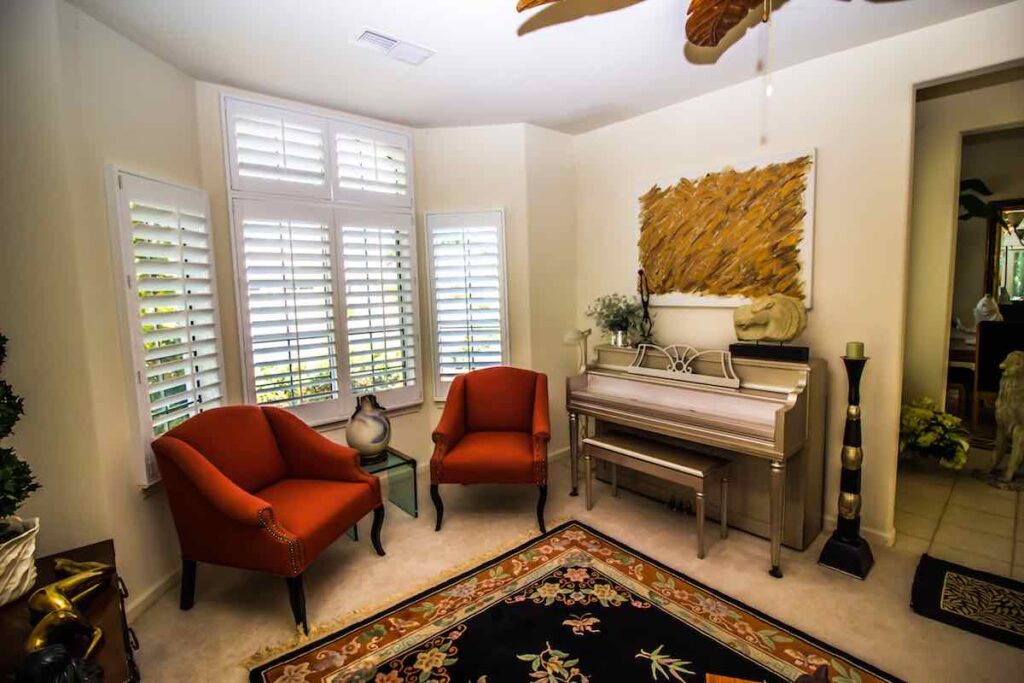Piano by Bay Window
