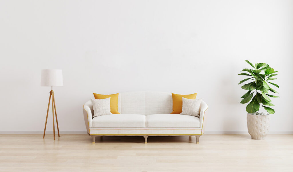 Pop of color with white sofa