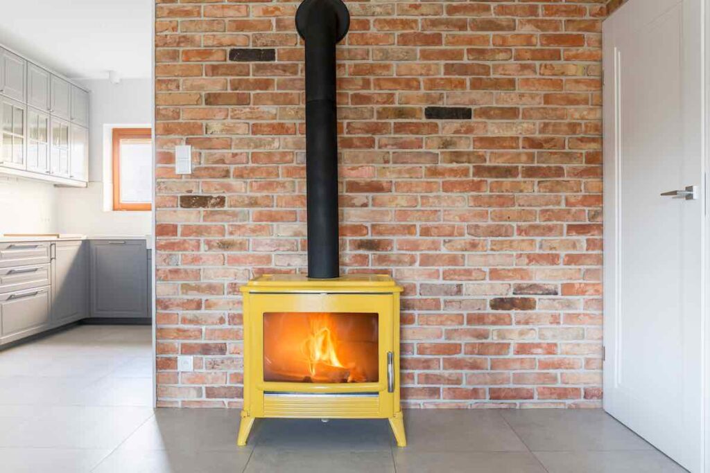 Yellow fireplace