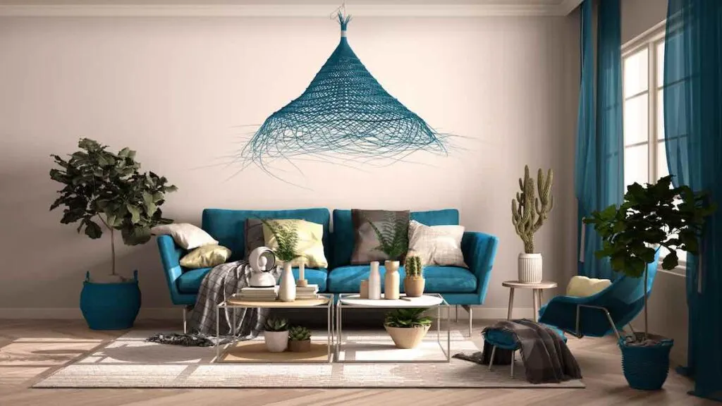 Blue and green living room
