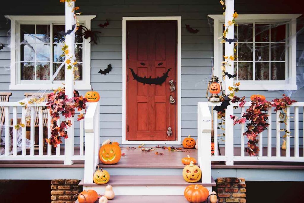Halloween face on a door