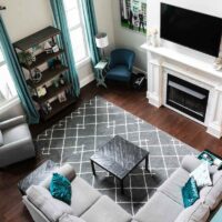 Teal and Grey Living Room Decorating Idea
