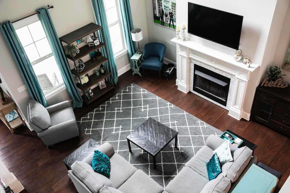 gray teal living room