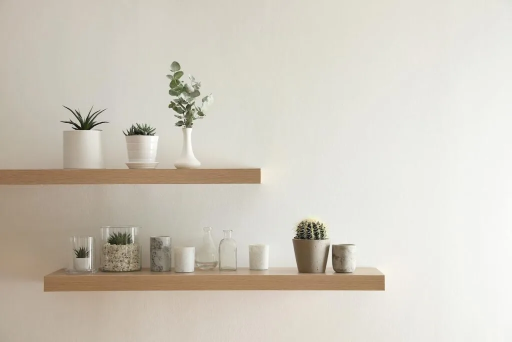 Wooden floating shelves