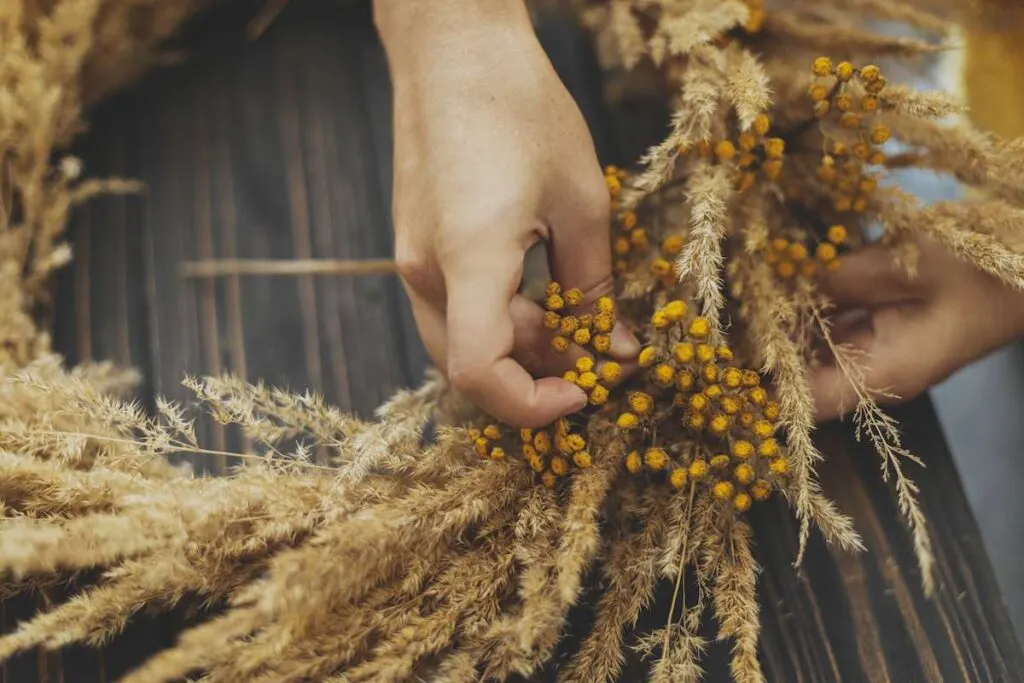 Dried floral wreath
