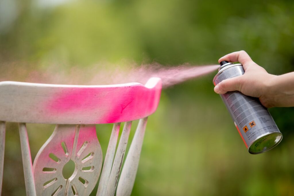 Spray Painting Furniture Such as a Chair