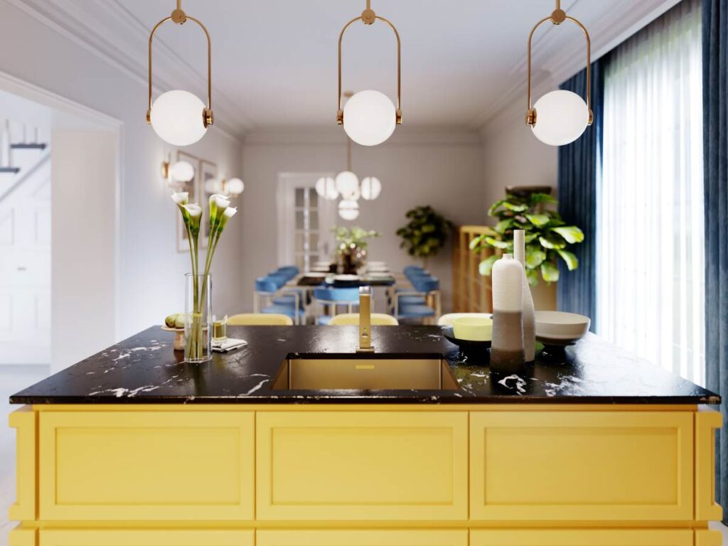 Yellow Kitchen Island