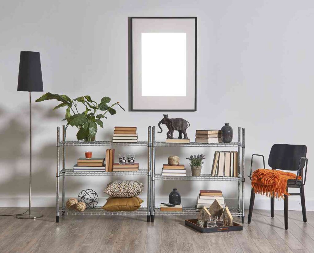 Modern decorated shelf living room