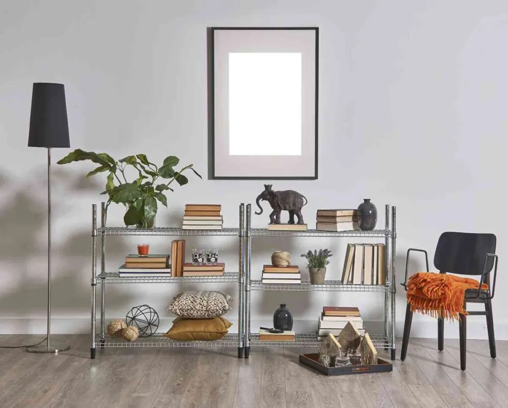 Modern decorated shelf living room