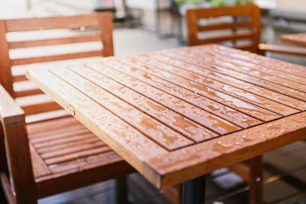 Outdoor table and chairs sealed with the best wood sealer