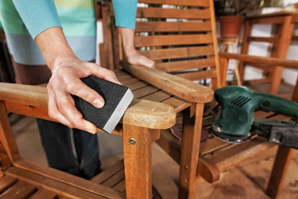 Sanding outdoor wood furniture