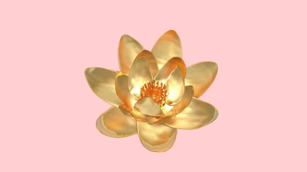 Lotus flower made from plastic spoons painted gold