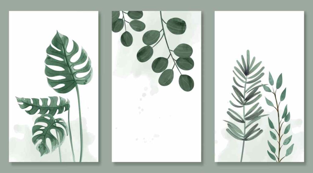 Set of three watercolor botanical prints