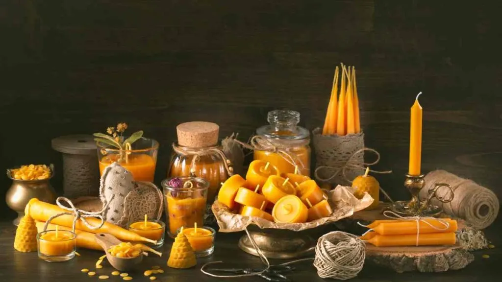 An assortment of beeswax candles