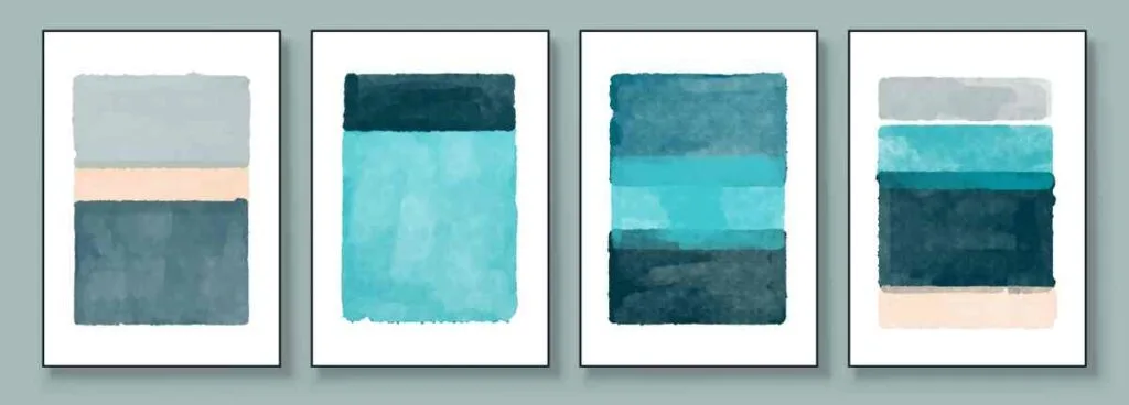 Set of four abstract paintings in shades of blue for DIY wall art ideas