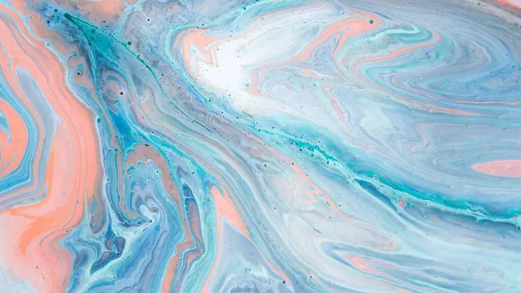 Canvas in beachy blues and peaches for paint pouring ideas