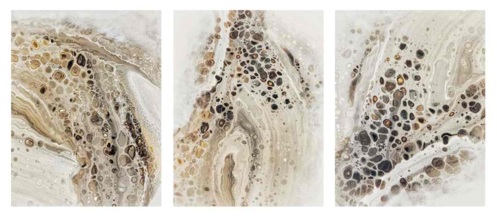 Paint pouring technique using neutral colored paints