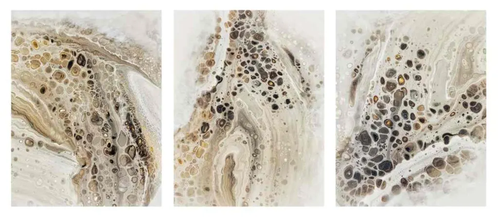 Paint pouring technique using neutral colored paints