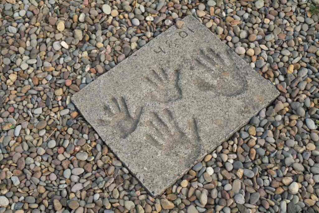 Child's handprints in concrete