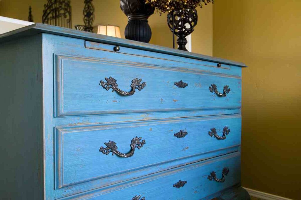 Dresser painted bright blue