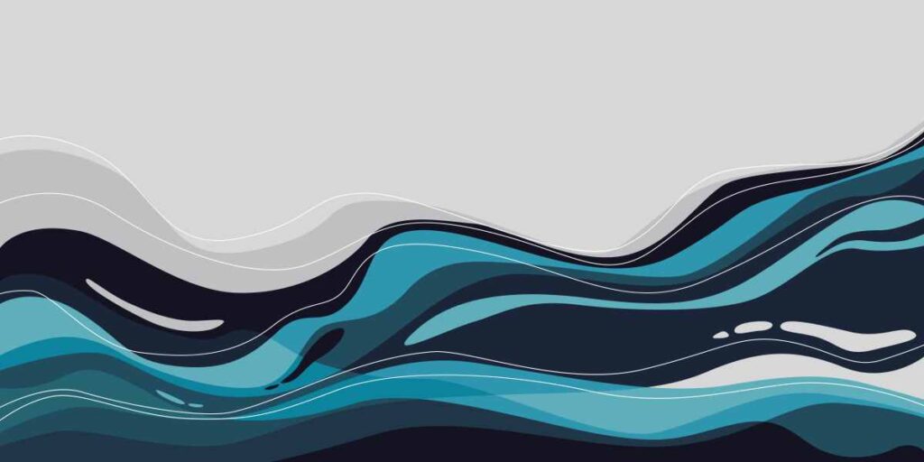 Wall mural in shades of blue and white waves