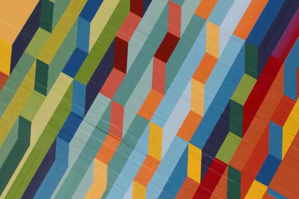 colorful wall mural with abstract shapes