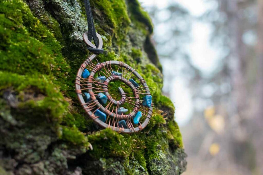 Copper necklace with gemstones