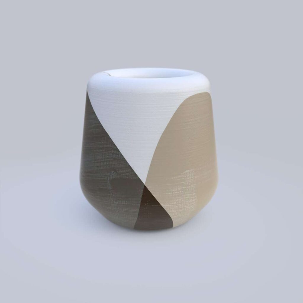 A small vase with glazing in shades of browns