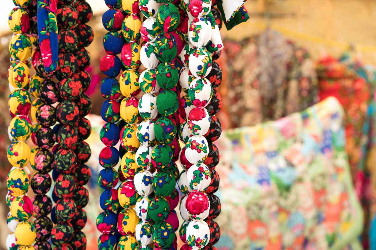 Fabric beaded necklaces