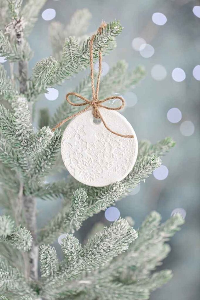 Salt dough ornament hanging on a Christmas tree