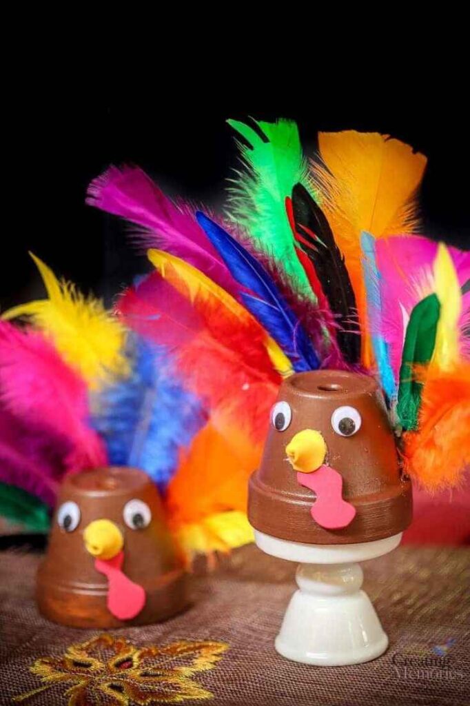 Thanksgiving turkeys made out of clay pots