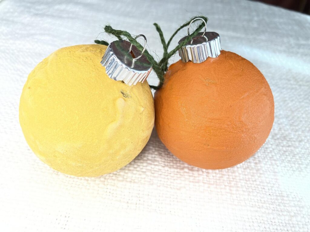 Orange and yellow Christmas ornaments