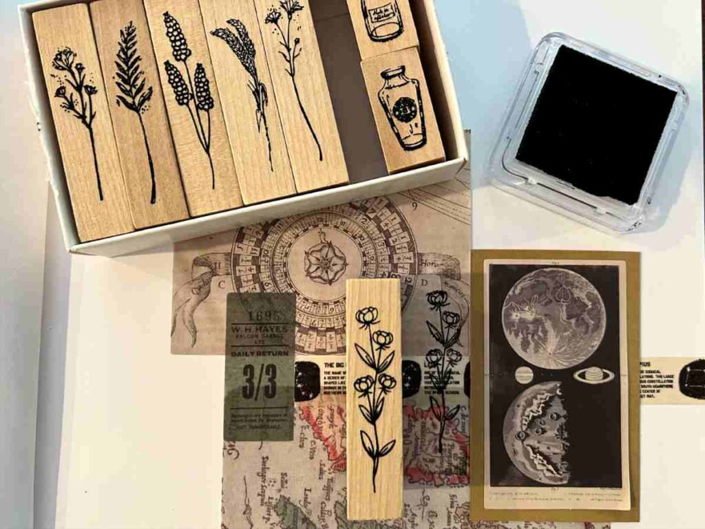 Stamps and stamp pads for scrapbooking
