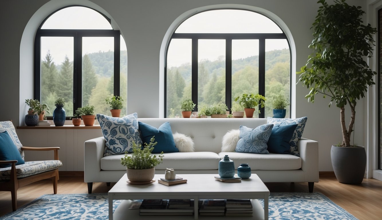 blue and white living room decorating ideas